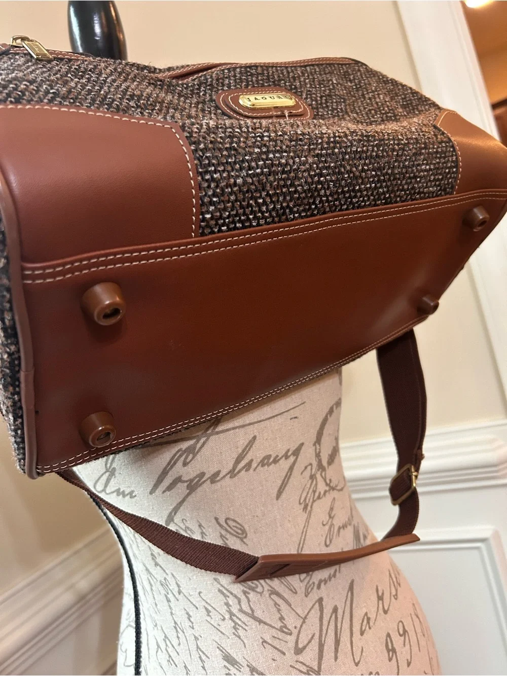 Textured Brown and Tan 2 piece Travel Satchel Bag Set by Jaguar